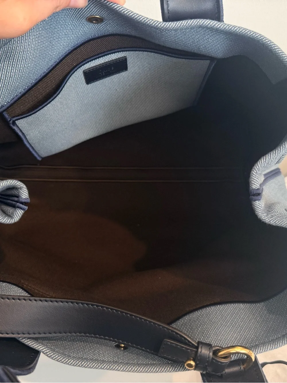 NEW Chloé Carry Logo Detailed Large Tote Bag in Striped Moonlight Blue Bag